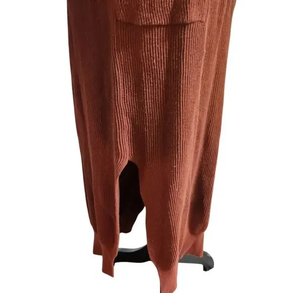 Natural Life Sweater Dress Small Medium Rust Orange Brown Ribbed Midi - Picture 8 of 13